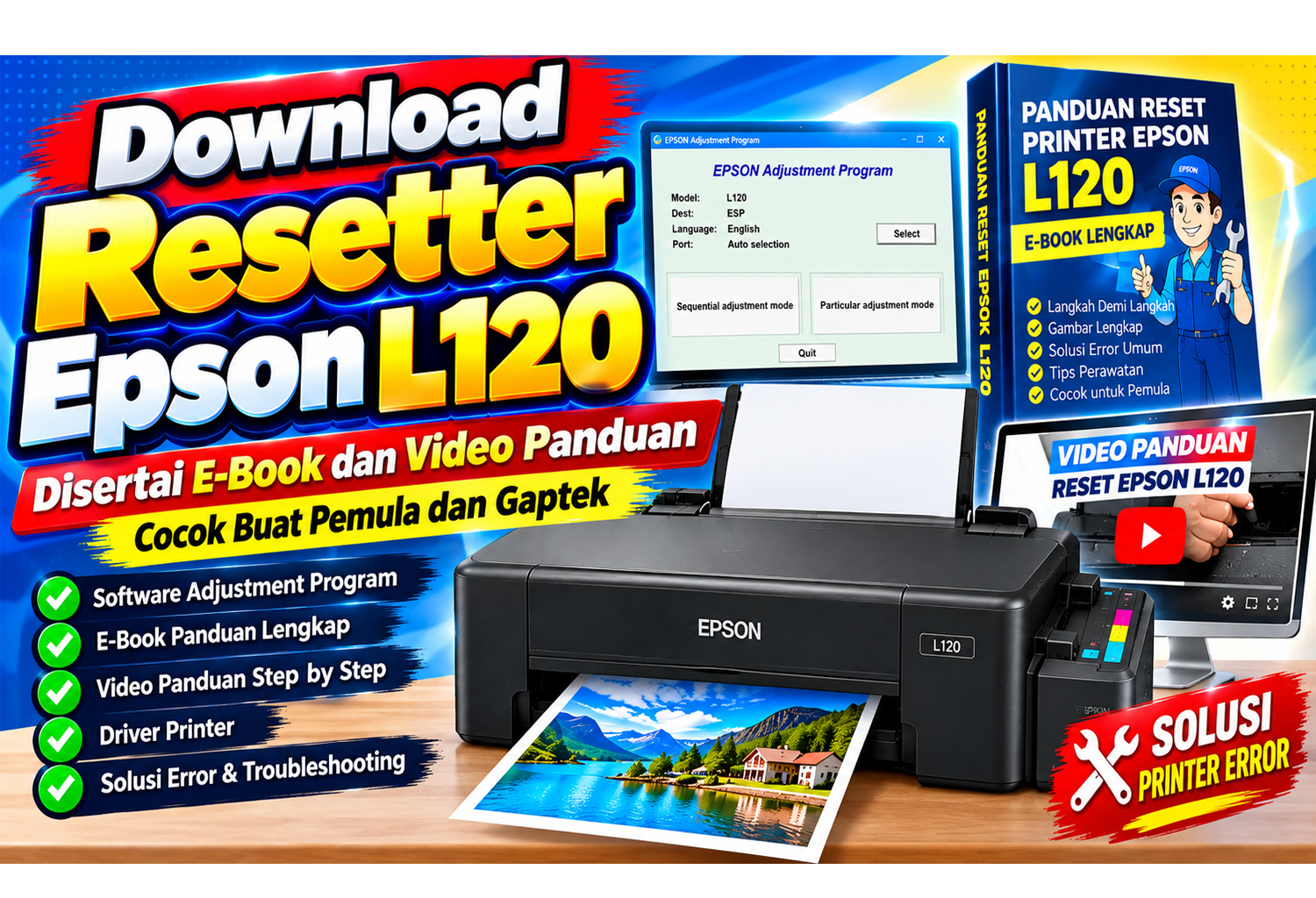 Download Resetter Epson L120 Disertai E-Book dan Video