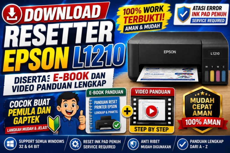 Download Resetter Epson L1210 Disertai E-Book dan Video Panduan Cocok Buat Pemula dan Gaptek