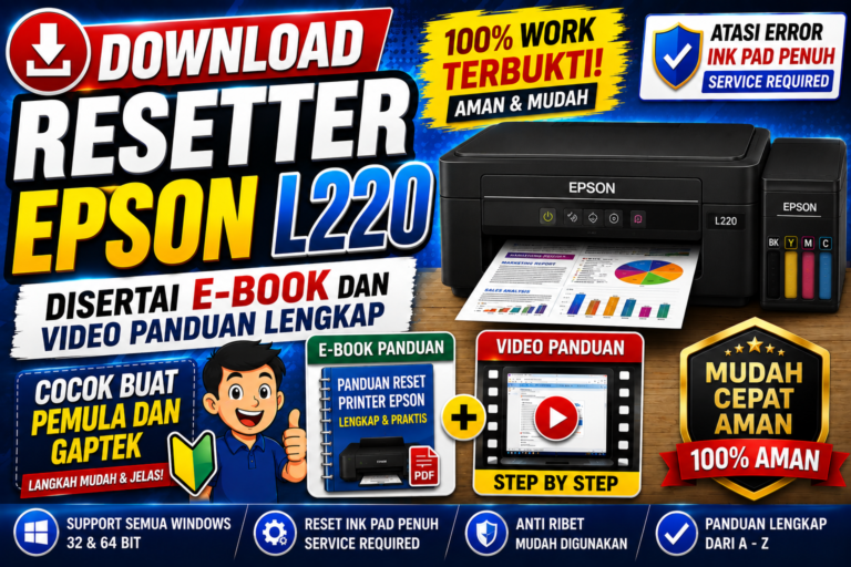 Download Resetter Epson L220 Disertai E-Book dan Video Panduan Cocok Buat Pemula dan Gaptek