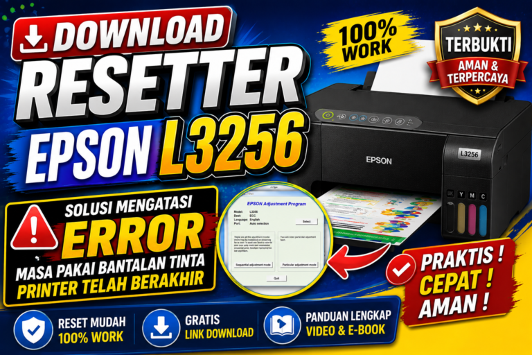 Download Resetter Epson L3256 Disertai E-Book dan Video Panduan Cocok Buat Pemula dan Gaptek