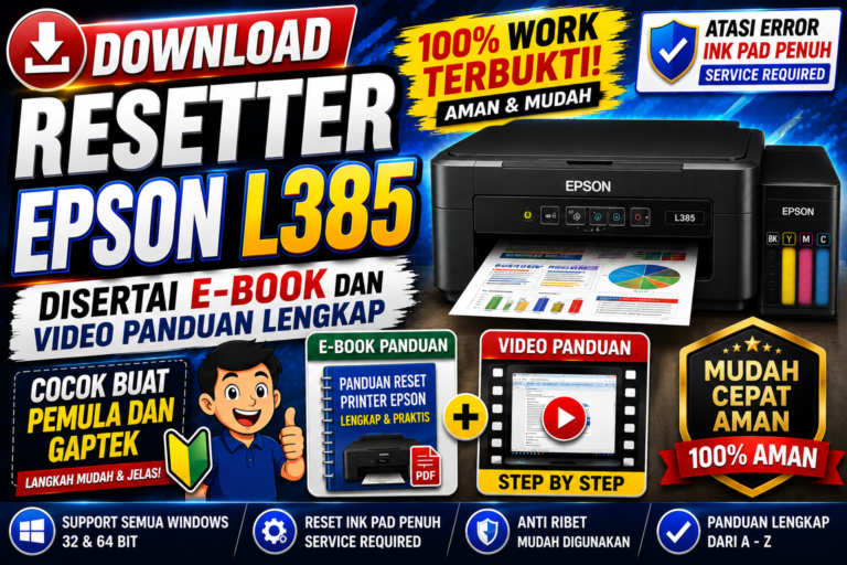 Download Resetter Epson L385 Disertai E-Book dan Video Panduan Cocok Buat Pemula dan Gaptek