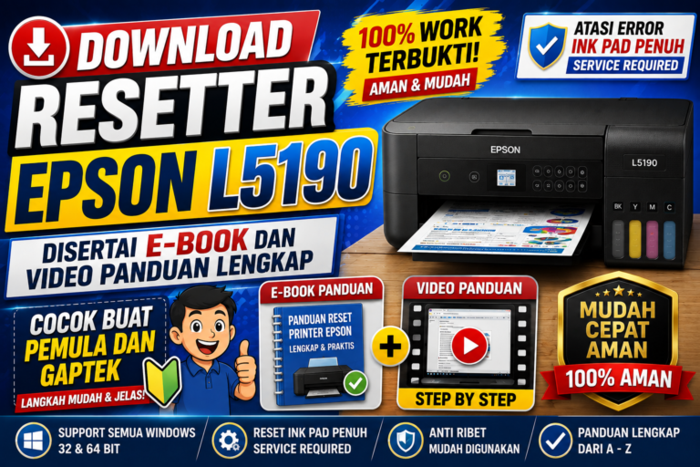 Download Resetter Epson L5190 Disertai E-Book dan Video Panduan Cocok Buat Pemula dan Gaptek