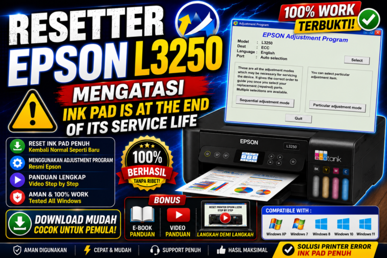 Resetter Epson L3250 Mengatasi Ink Pad is at the End of Its Service Life