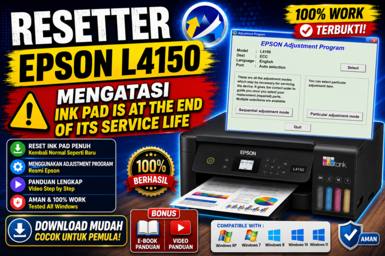 Resetter Epson L4150 Mengatasi Ink Pad is at the End of Its Service Life