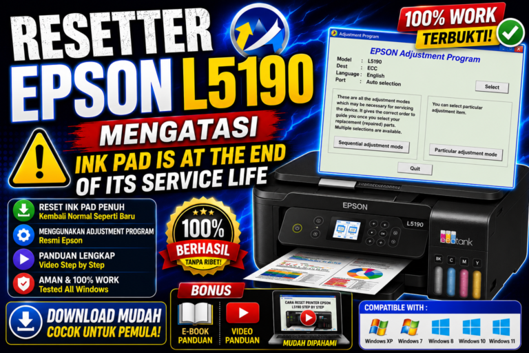 Resetter Epson L5190 Mengatasi Ink Pad is at the End of Its Service Life